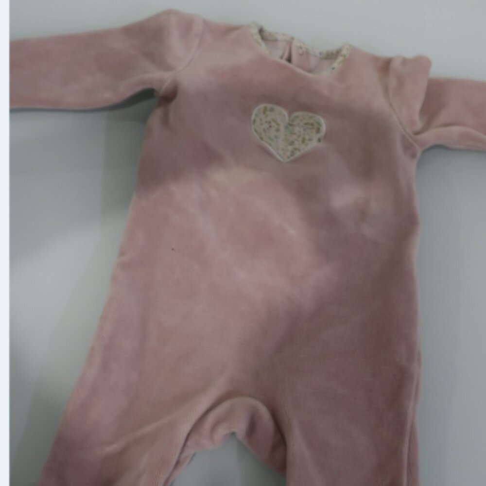 Elys and Co velour baby girl footie